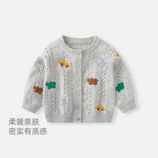 Baby sweater autumn outfit for boys, knitted top, spring and autumn boys' cardigan, stylish children's casual jacket