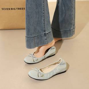 135-H167 French-style sweet bow round-toe slip-on height-increasing shallow-heel soft-soled ballet-style women's shoes