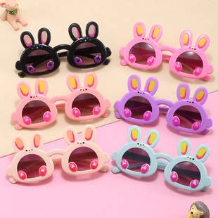 Children's Cartoon Sunglasses Outdoor Travel UV Protection Sunglasses Princess Baby Cute Rabbit Ears Party Glasses