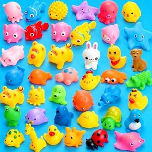 Cross-border baby water play vinyl toys, small animal and little yellow duck dolls, various styles that squeak when squeezed, direct from the manufacturer