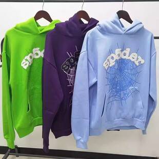 European and American style Sp5der Hoodies with spider lettering, loose-fitting streetwear brand hoodies for men, in stock and available for direct purchase