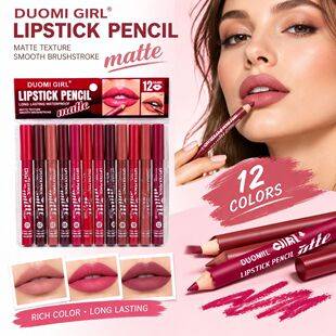 Cross-border DUOMI GIRL matte lip liner, long-lasting, waterproof, sweat-proof, and smooth application, 13cm large wooden handle lipstick pen