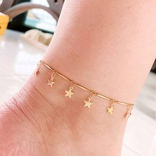 European and American light luxury fashion simple anklet stainless steel golden girl titanium steel anklet manufacturers spot wholesale