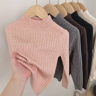 2026 Children's Half-Turtleneck Base Layer Sweater for Boys and Girls, Wool Pullover Ribbed Warm Soft Knit Sweater