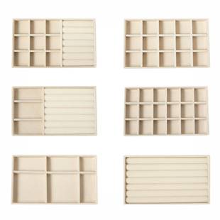 Beige jewelry tray jewelry box storage box ear studs earrings drawer flannel plate