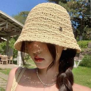 Summer Sunscreen Hat Women's Korean Style Fashion Basin Hat Shows Face Small Breathable All-match Sunshade Bucket Hat Straw Fisherman Hat