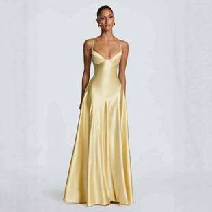 2026 Cross-Border Amazon Elegant Women's Satin Backless Gown Sleeveless Bodycon Strapless Dress