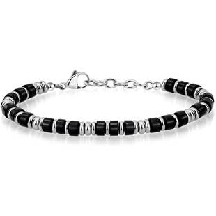 Cross-Border European and American New 4mm Natural Stone Crystal Wheel Bead Bracelet Men's Holiday Gift Stainless Steel Bracelet