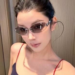 Jennie-style Y2K women's frameless star-shaped trendy sunglasses retro cut-edge metal sunglasses