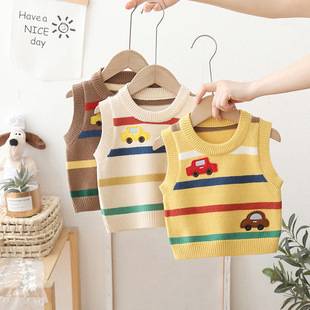 Dropshipping 2026 New Style Boys' Sweater Vest Stylish Toddler Autumn Clothing Baby Children's Knitted Vest Cartoon