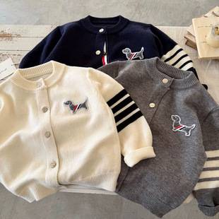 Children's Cartoon Knitwear 2026 Spring New Style Preppy Style Kidsren's Stripesd Cardigan Sweater Baby Jacket Wholesale