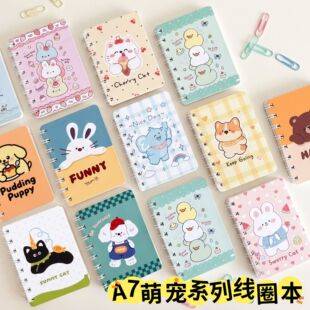 Cartoon Spiral Notebook A7 Notepad Small Notebook Lined Notebook Diary Student Gift Mini Pocket Notebook