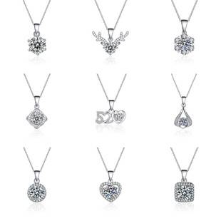 Live supply imitation silver necklace moissanite pendant female love jewelry niche all-match clavicle chain color retaining titanium steel chain