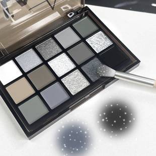 Mugeleen 15-Color Dark Knight Eyeshadow Palette Smoky Color Jinhua Black Punk Style Eyeshadow Pearlescent Iridescent