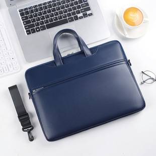 New Style Laptop Business Thin and Light Shoulder Bag for Men and Women, Solid Color Pu Waterproof Large Capacity Handbag