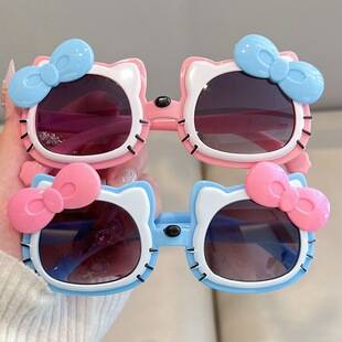 Cartoon Hello Kitty children's sunglasses for girls, cute pink kitten, adorable and stylish for street photography, baby sunglasses