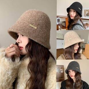 Women's Fisherman Hat for Autumn and Winter, New Versatile Bucket Hat with a High-End Feel, Suitable for Large Head Circumferences, Makes the Face Look Smaller, Keeps Warm