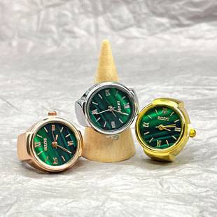 [Ring Watch] Small Green Watch Senior Men's and Women's Best Selling Finger Watch Foreign Trade Amazon Alloy Shell Factory Direct Batch