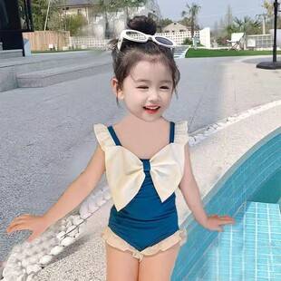 One-piece summer swimsuit for babies and children, training swimwear for infants, with bubble sleeves and high elasticity, sporty style