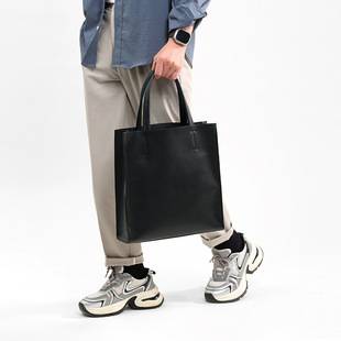 Men's and Women's Fashionable Large-Capacity Tote Bag, Simple Vertical Large Handbag, Commuter Computer Bag, Briefcase, Men's Bag