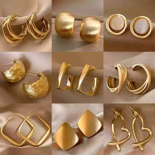 2026 New Popular High-End Metal Earrings, Vintage Hong Kong Style Light Luxury Earrings, Feminine and Unique Design Ear Accessories