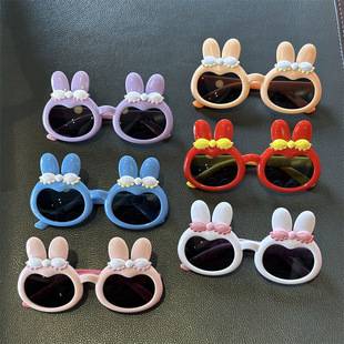 2026 Little Rabbit Children's Cartoon Sunglasses with Bowknot and Rabbit Ears, Baby Sunglasses with Uv Protection, Cute Glasses