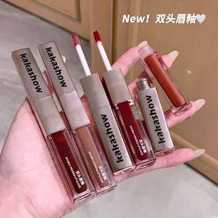 Kakashow Long-Lasting Double-Ended Lip Glaze Matte Lipstick Mirror Lip Gloss Delicate Silky Smooth Whitening Lip Oil C382