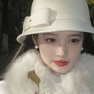 Miss Liuyang rich family daughter hat woolen fisherman hat autumn and winter retro hat socialite style basin hat
