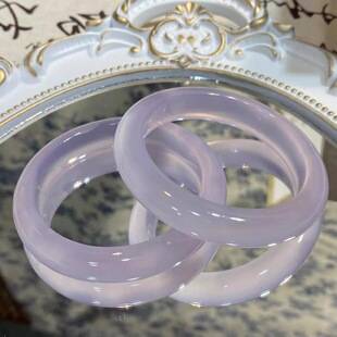 Certified High Ice Transparent Violet Bracelet Agate Replacement Women's Gradient Ice Light Purple Chalcedony Bracelet Cat's Eye Stone