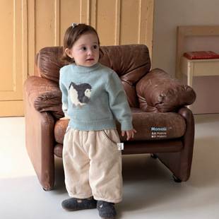 Momoli autumn and winter new children's sweater, cute cartoon knitted casual base shirt for boys and girls