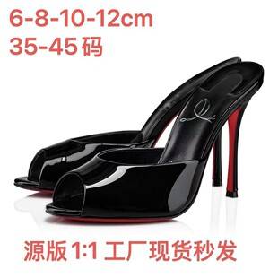 Foreign trade French-style European and American red-soled women's stiletto heels, sexy pointed-toe shallow pumps, high-heeled fish-mouth women's shoes