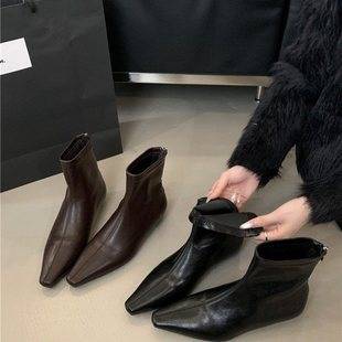 Slimming Square-Toe Short Boots for Women, Stylish New Elastic 2025 Fashion Versatile Martin Boots with Internal Height Increase
