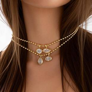 In-Stock European and American Minimalist Zircon Pendant Necklace, Light Luxury High-End Versatile Clavicle Chain Jewelry Accessory