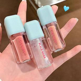 Black Nana Bobo Translucent Lip Gloss Small Square Water-Gloss Glass Jelly Lip Gloss Moisturizing Student Affordable Lip Glaze