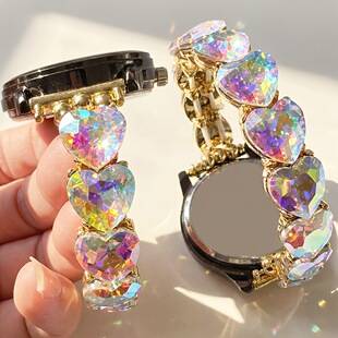Luxurious Crystal Sparkling Heart Diamond Smart Watch Band Suitable for Apple Watch 38-49mm Samsung 20/22mm