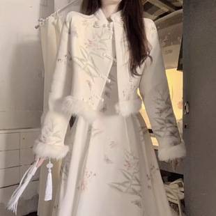 New Chinese-Style Retro Suit Dress 2026 Autumn and Winter Thickened Warm High-End Coat Dress Elegant Two-Piece Dress Set