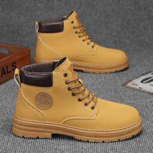 Rhubarb boots autumn and winter 2024 men's plus size martin boots tooling non-slip hiking shoes wear-resistant short boots labor protection shoes