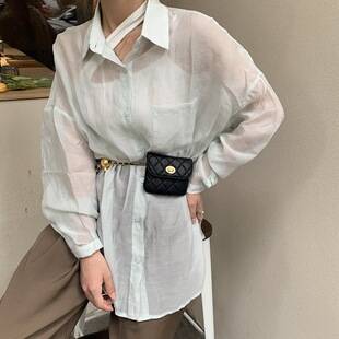 2021 New Trendy Beaded Waist Chain Waist Bag for Women, Chest Bag, Popular on Instagram, Chanel-Style Crossbody Bag for Women