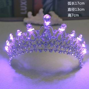 Bridal Crown Hair Accessories Alloy Jewelry Handmade Diamond Crystal Holiday Party Led Luminous Crown Tiara Wholesale