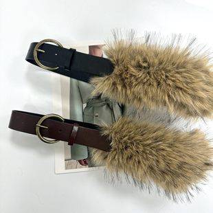 Furry Jazz Dance Belt Accessories for Women Y2K Punk Style Design Niche Plush Belt to Match Jeans