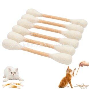 Catnip Cotton Swab-Shaped Cat Toys, 6-Pack, Indoor Boredom-Relief, Large Size, Kitten Teething Sticks, Durable Teeth Cleaning