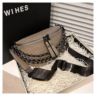 Super Hot Chest Bag 2023 New Korean Fashion Western Style Chain Women's Waist Bag Wide Shoulder Strap Didi Bounty Bag