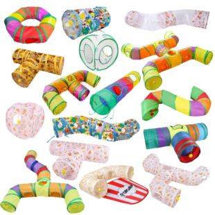 Cross-border manufacturers pet cat tunnel cat rainbow three-channel Interactive cat toy drill barrel foldable cat toy