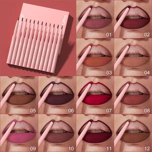 Dunuf 12-Pack Easy-To-Apply Velvet Matte Lip Liner Pens, Please Check! Link for Disclaimer
