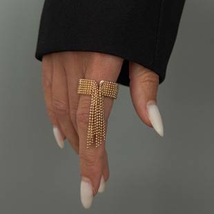 European and American Cross-Border Accessories, Trendy Cool Girl Hip-Hop Style Bead Chain Ring, Ins Minimalist Tassel Wide Band Ring