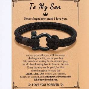 Milan Rope Hand Woven Bracelet Son Black Son Grandson Milan Rope Bracelet Alloy Horseshoe Buckle Bracelet