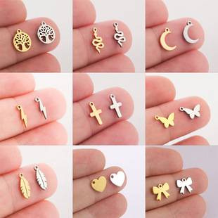 Stainless steel pendant for jewelry making moon star lightning DIY pendant for earrings necklace bracelet