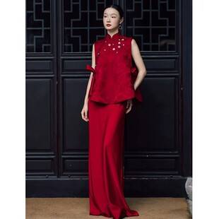 New Chinese-Style Morning Gown for Brides 2026 New High-End National Style Red Toast Dress for Women Engagement and Marriage Registration Cheongsam Set