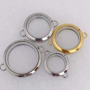 Binaural gawu box stainless steel small thangka cinnabar bottle pendant phase box bracelet hollow round photo frame bracelet can be played