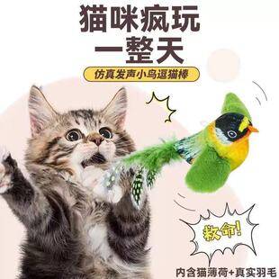 Cat Toy Bird with Sound for Self-Entertainment, Interactive Boredom Buster, Energy-Consuming for Kittens, Cat Teaser Stick, Pet Supplies, Cat Bell